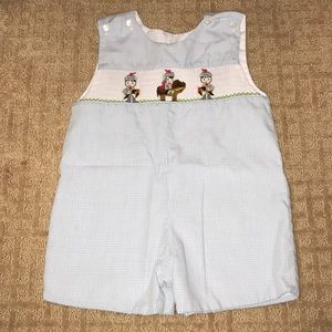 Blue and white gingham shortall.